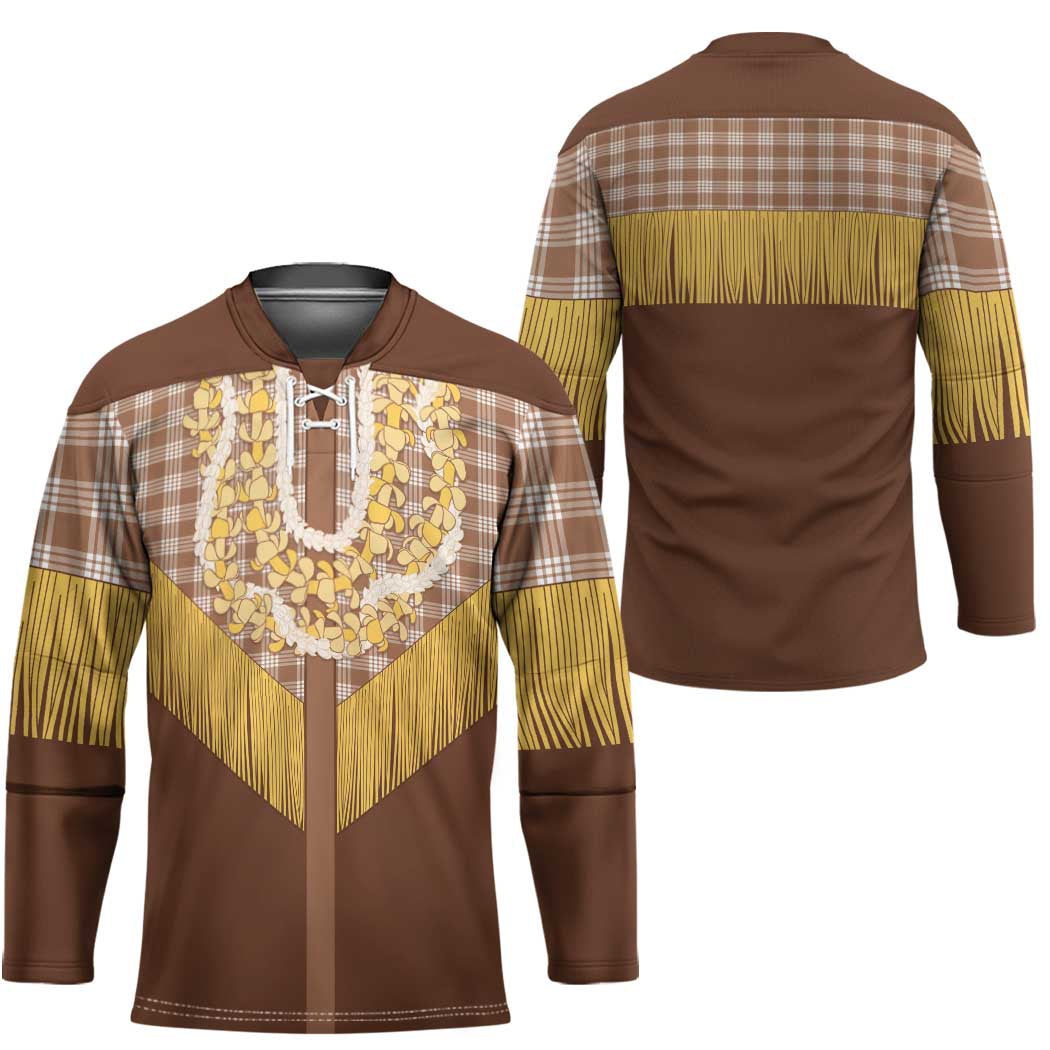 Aloha Hawaii Cowboy Custome Hockey Jersey Puakenikeni Lei Palaka Tassel Style - Polynesian Pride