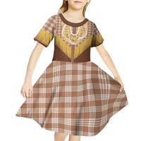 Aloha Hawaii Cowboy Custome Kid Short Sleeve Dress Puakenikeni Lei Palaka Tassel Style - Polynesian Pride