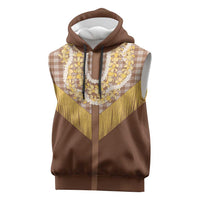 Aloha Hawaii Cowboy Custome Sleeveless Hoodie Puakenikeni Lei Palaka Tassel Style - Polynesian Pride