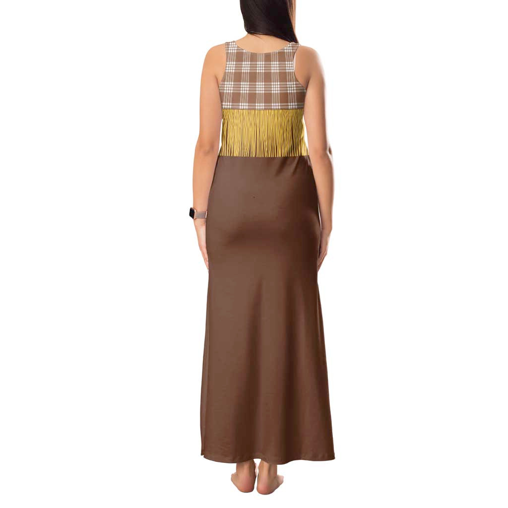 Aloha Hawaii Cowboy Custome Tank Maxi Dress Puakenikeni Lei Palaka Tassel Style - Polynesian Pride