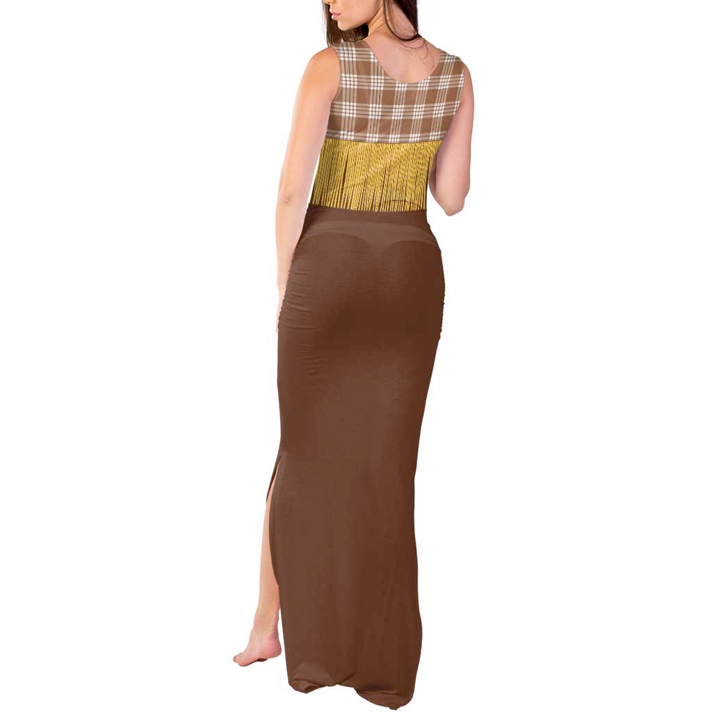 Aloha Hawaii Cowboy Custome Tank Maxi Dress Puakenikeni Lei Palaka Tassel Style - Polynesian Pride