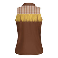 Aloha Hawaii Cowboy Custome Women Sleeveless Polo Shirt Puakenikeni Lei Palaka Tassel Style LT14 - Polynesian Pride