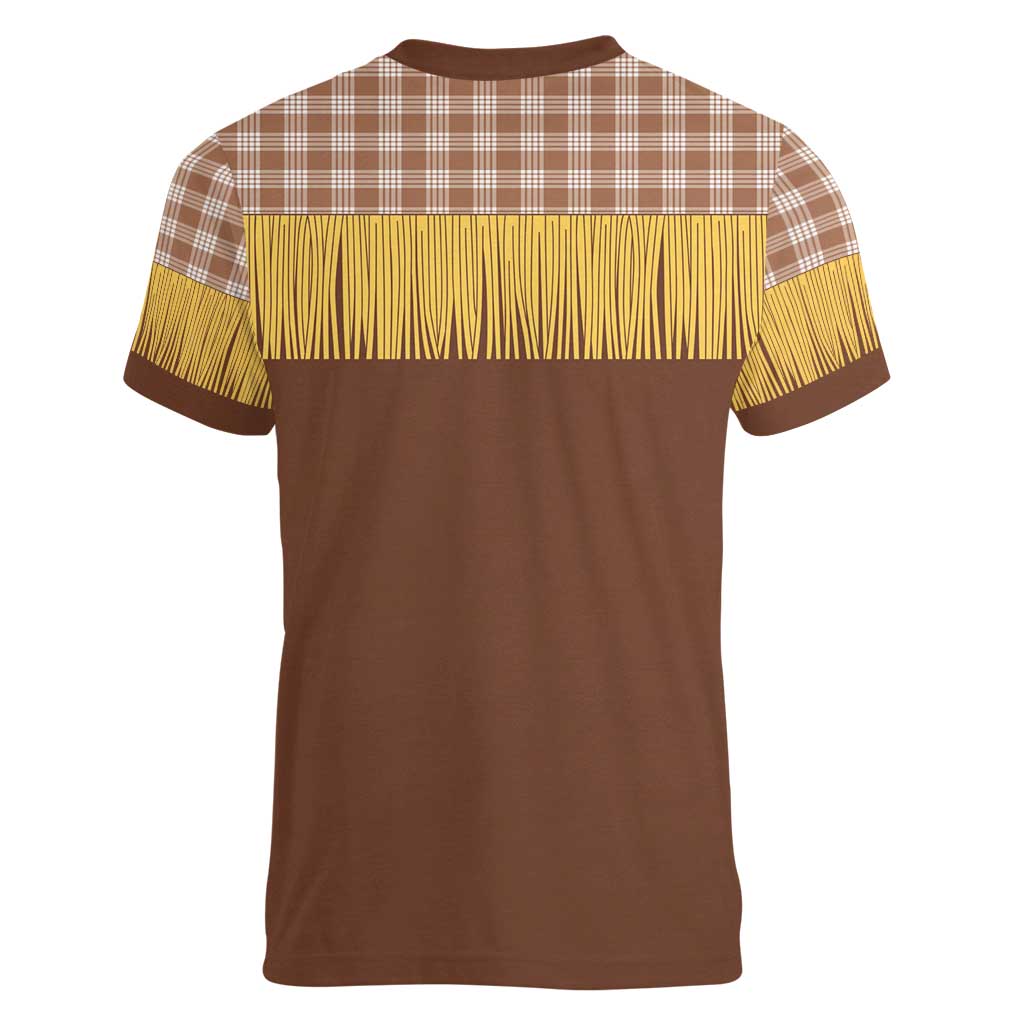 Aloha Hawaii Cowboy Custome Women V-Neck T-Shirt Puakenikeni Lei Palaka Tassel Style LT14 - Polynesian Pride