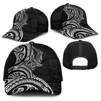 New Zealand Hammerhead Shark Baseball Net Cap Maori Haehae Mangopare Black - Polynesian Pride
