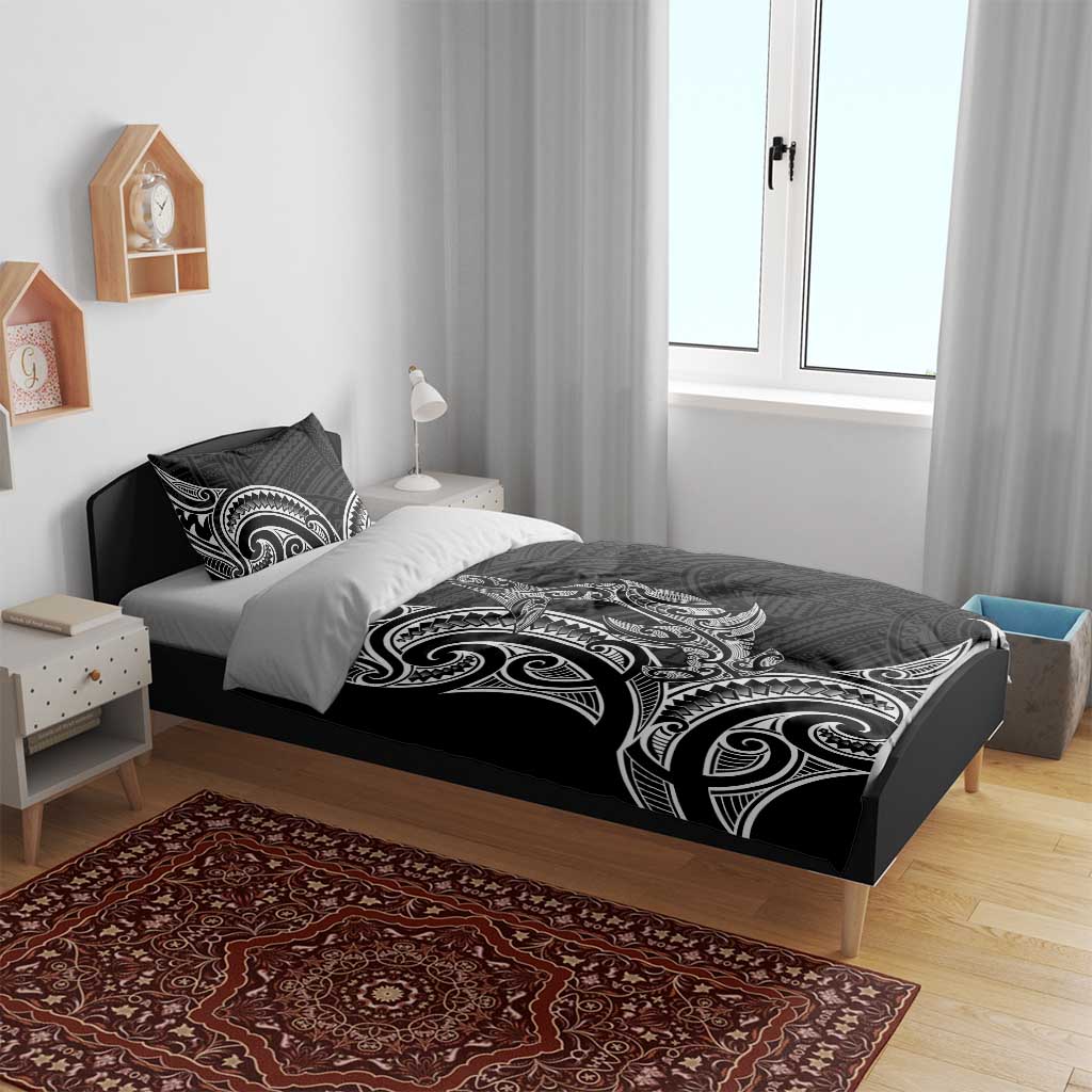 New Zealand Hammerhead Shark Bedding Set Maori Haehae Mangopare Black - Polynesian Pride