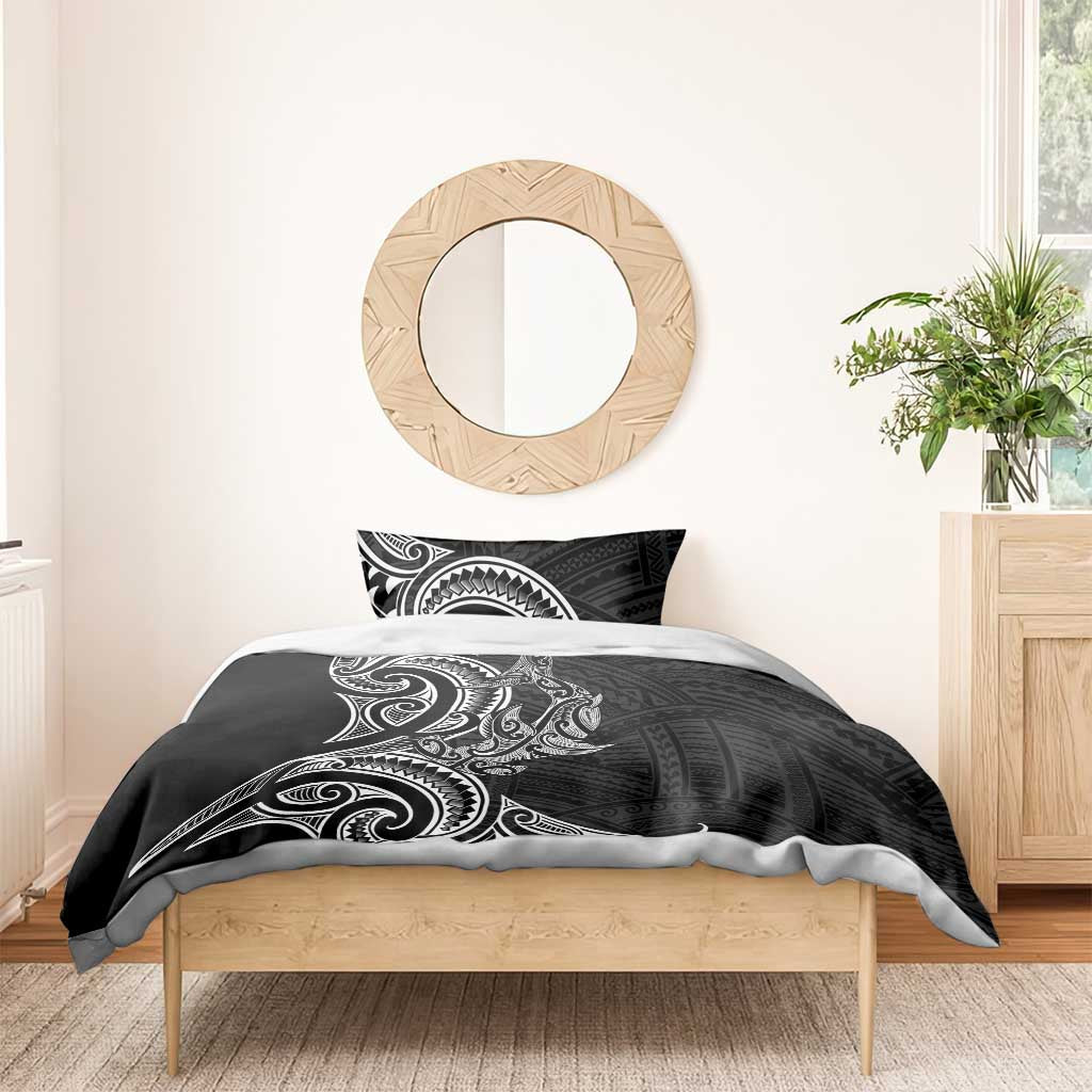 New Zealand Hammerhead Shark Bedding Set Maori Haehae Mangopare Black - Polynesian Pride