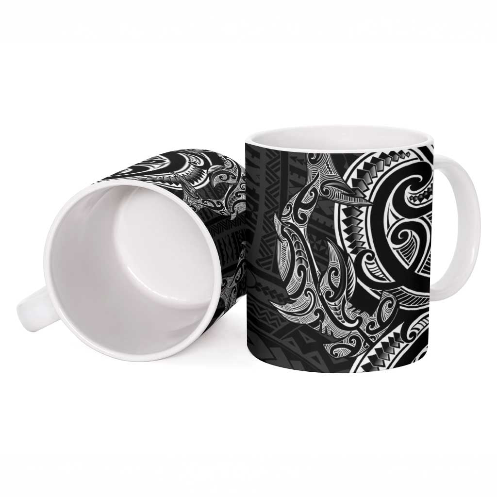 New Zealand Hammerhead Shark Ceramic Mug Maori Haehae Mangopare Black LT14 - Polynesian Pride
