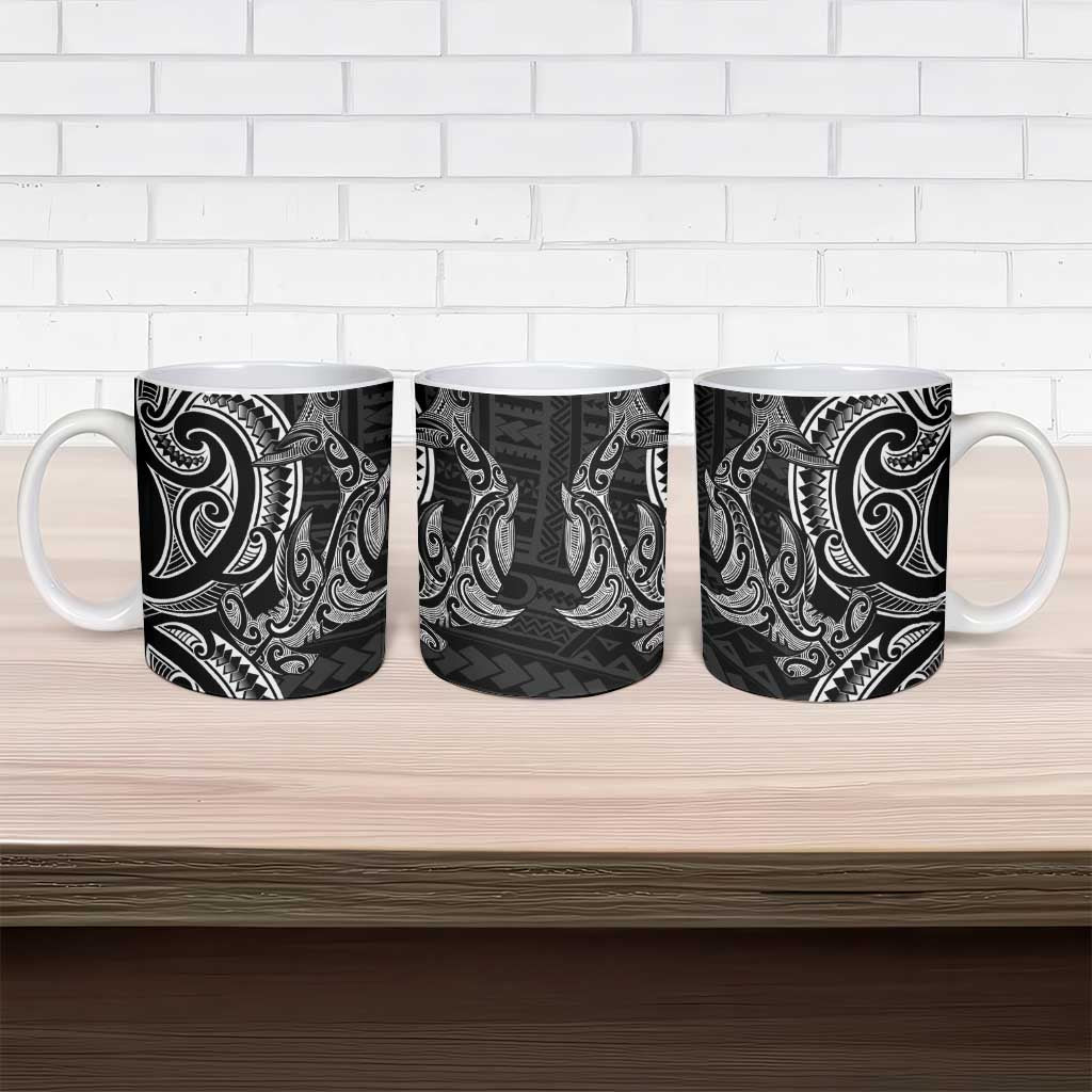 New Zealand Hammerhead Shark Ceramic Mug Maori Haehae Mangopare Black LT14 - Polynesian Pride
