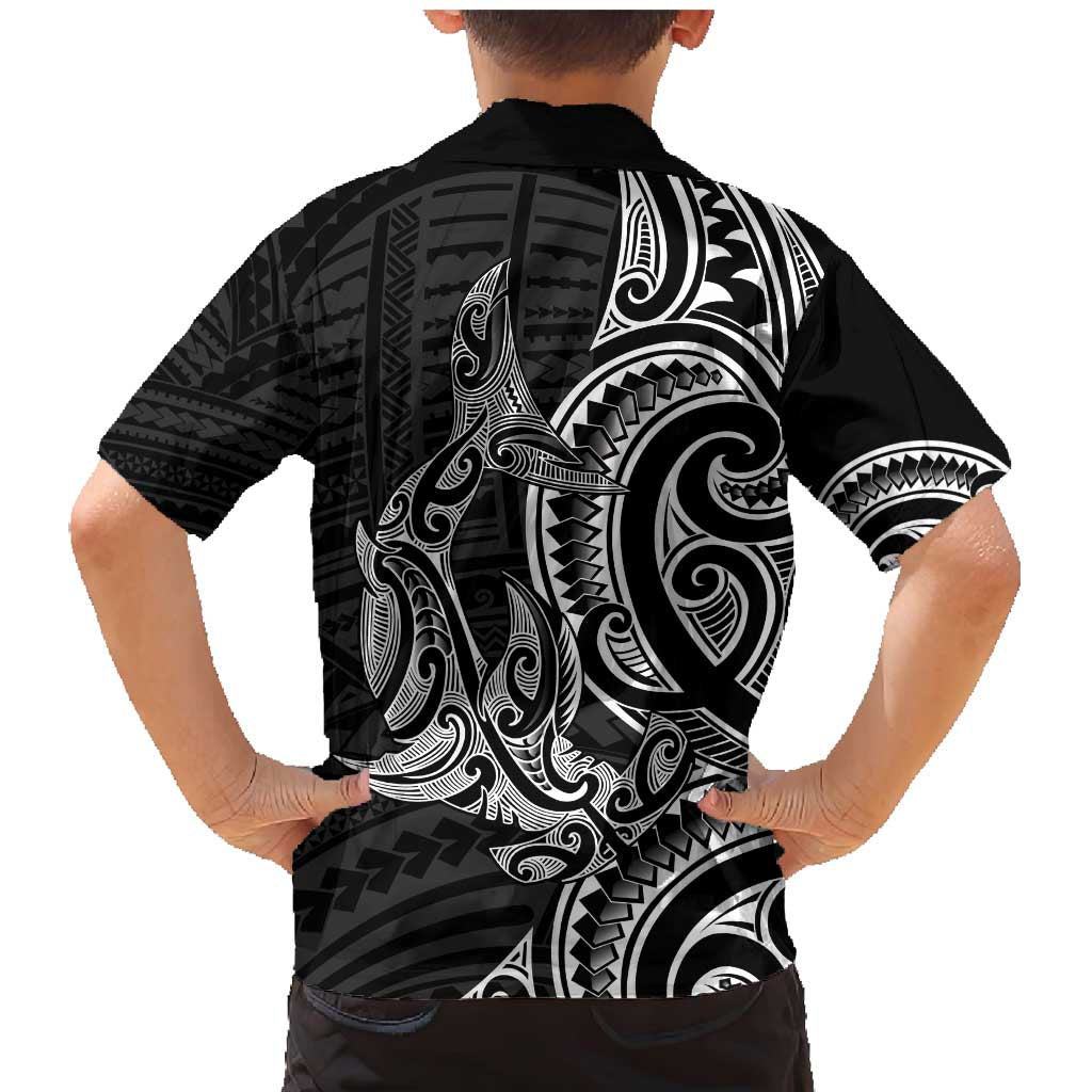 New Zealand Hammerhead Shark Family Matching Mermaid Dress and Hawaiian Shirt Maori Haehae Mangopare Black LT14 - Polynesian Pride