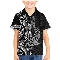 New Zealand Hammerhead Shark Family Matching Mermaid Dress and Hawaiian Shirt Maori Haehae Mangopare Black LT14 Son's Shirt Black - Polynesian Pride