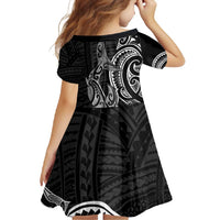 New Zealand Hammerhead Shark Family Matching Short Sleeve Bodycon Dress and Hawaiian Shirt Maori Haehae Mangopare Black LT14 - Polynesian Pride