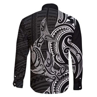 New Zealand Hammerhead Shark Family Matching Tank Maxi Dress and Hawaiian Shirt Maori Haehae Mangopare Black LT14 - Polynesian Pride