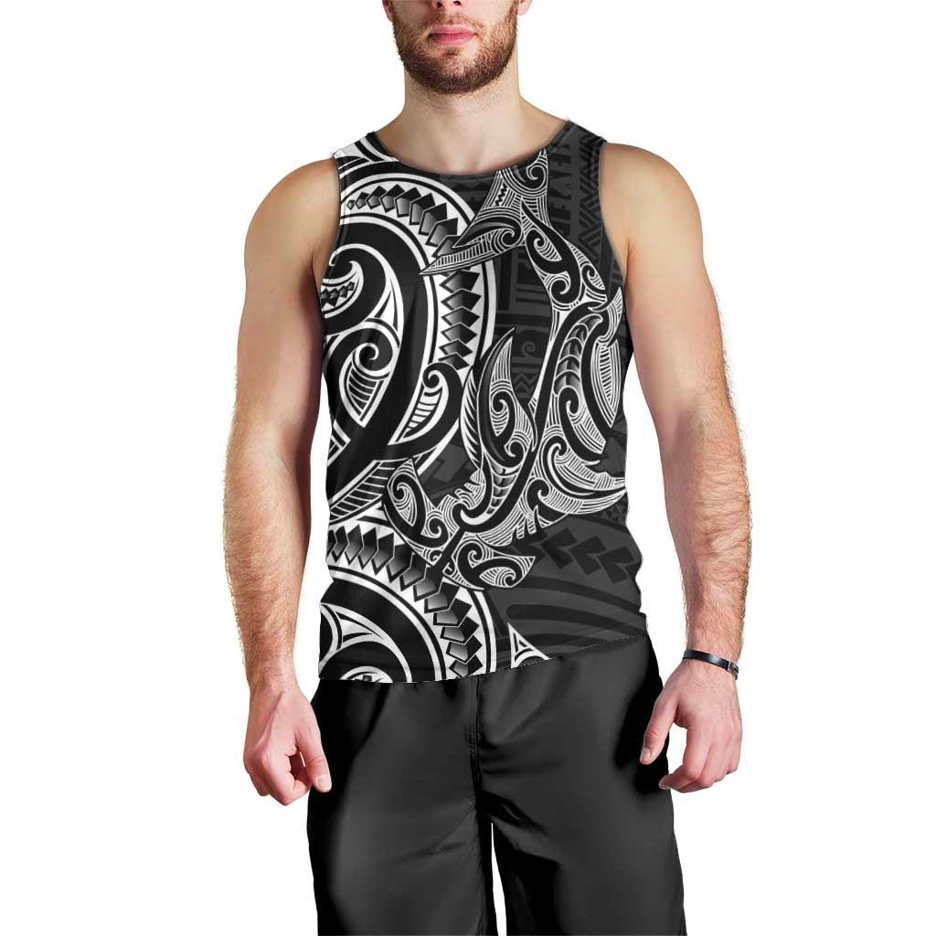 New Zealand Hammerhead Shark Men Tank Top Maori Haehae Mangopare Black - Polynesian Pride
