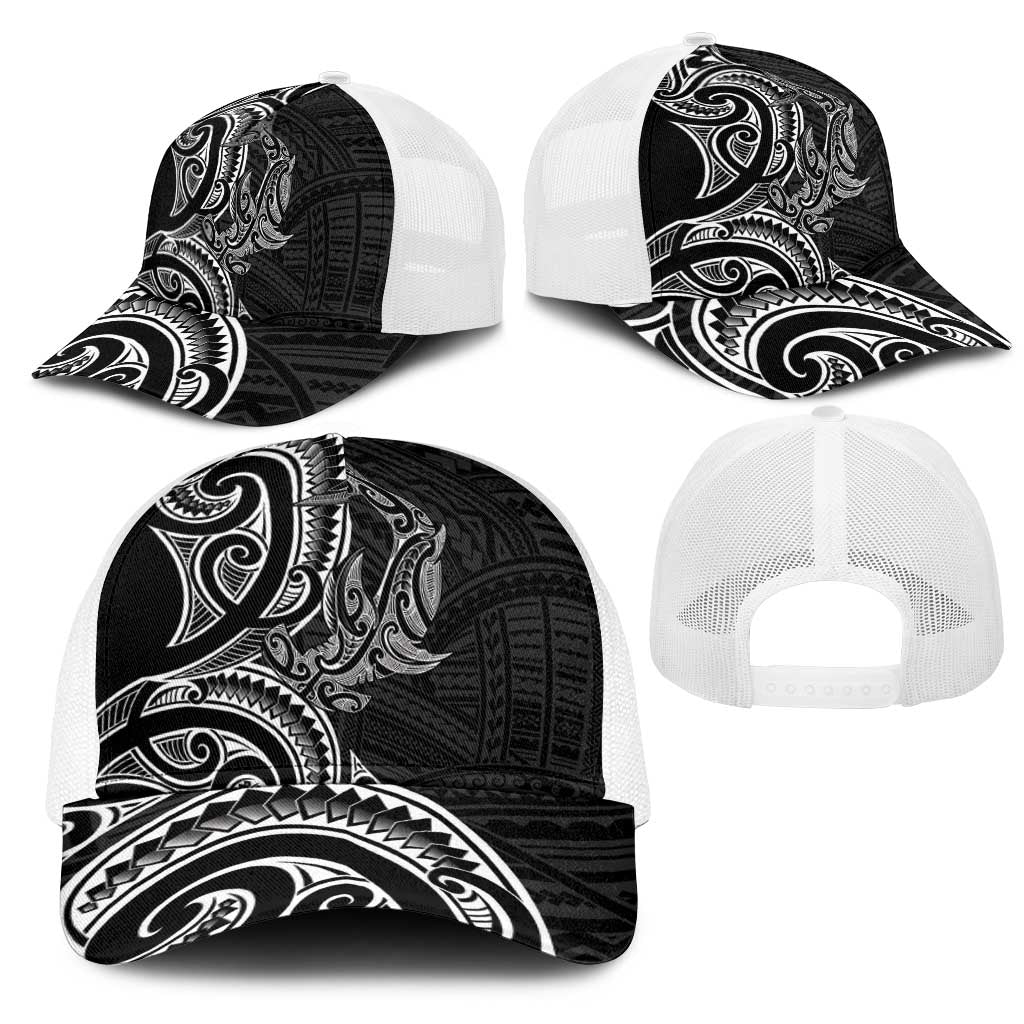 New Zealand Hammerhead Shark Mesh Trucker Cap Maori Haehae Mangopare Black LT14 - Polynesian Pride