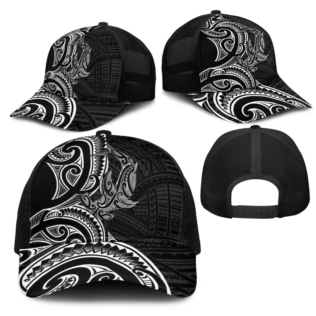 New Zealand Hammerhead Shark Mesh Trucker Cap Maori Haehae Mangopare Black LT14 - Polynesian Pride