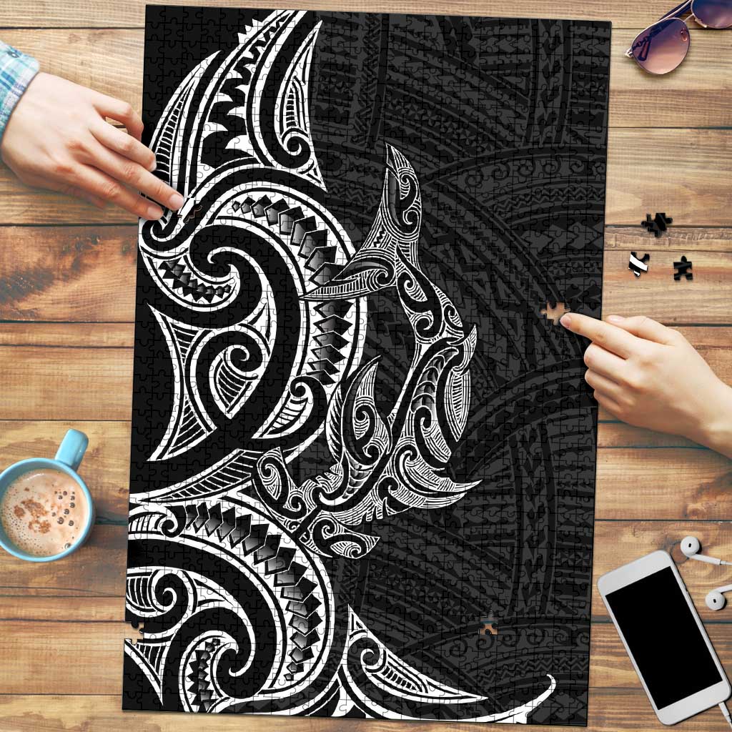New Zealand Hammerhead Shark Puzzle Maori Haehae Mangopare Black - Polynesian Pride