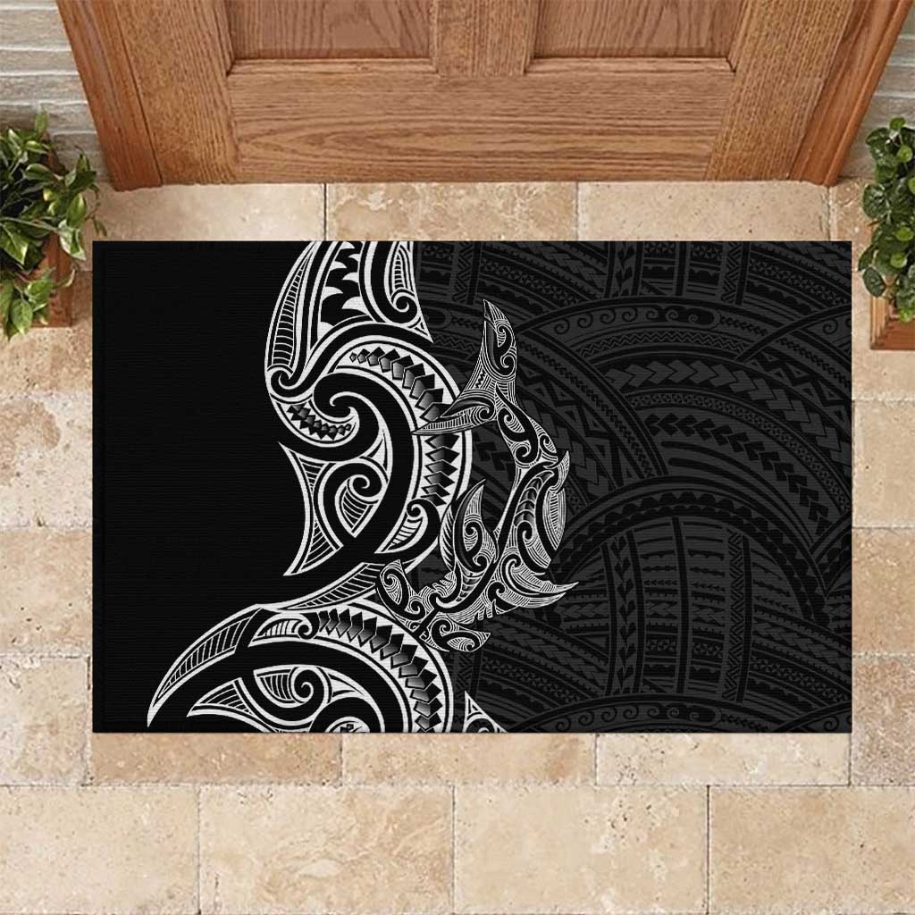 New Zealand Hammerhead Shark Rubber Doormat Maori Haehae Mangopare Black - Polynesian Pride