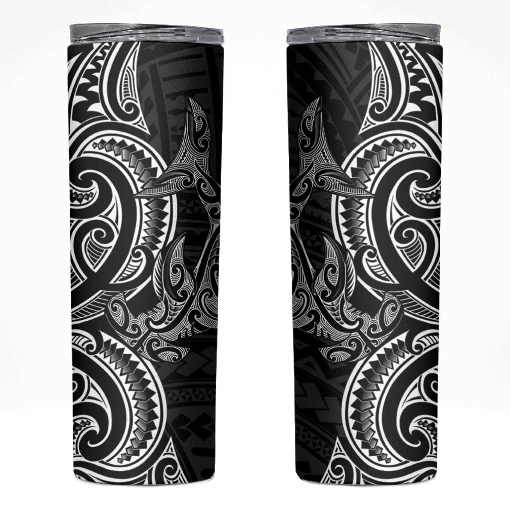 New Zealand Hammerhead Shark Skinny Tumbler Maori Haehae Mangopare Black LT14 Black - Polynesian Pride