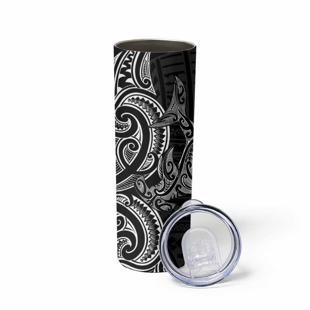 New Zealand Hammerhead Shark Skinny Tumbler Maori Haehae Mangopare Black LT14 - Polynesian Pride