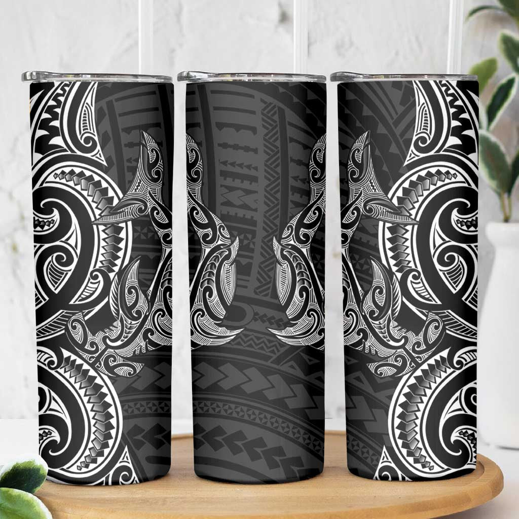 New Zealand Hammerhead Shark Skinny Tumbler Maori Haehae Mangopare Black LT14 - Polynesian Pride