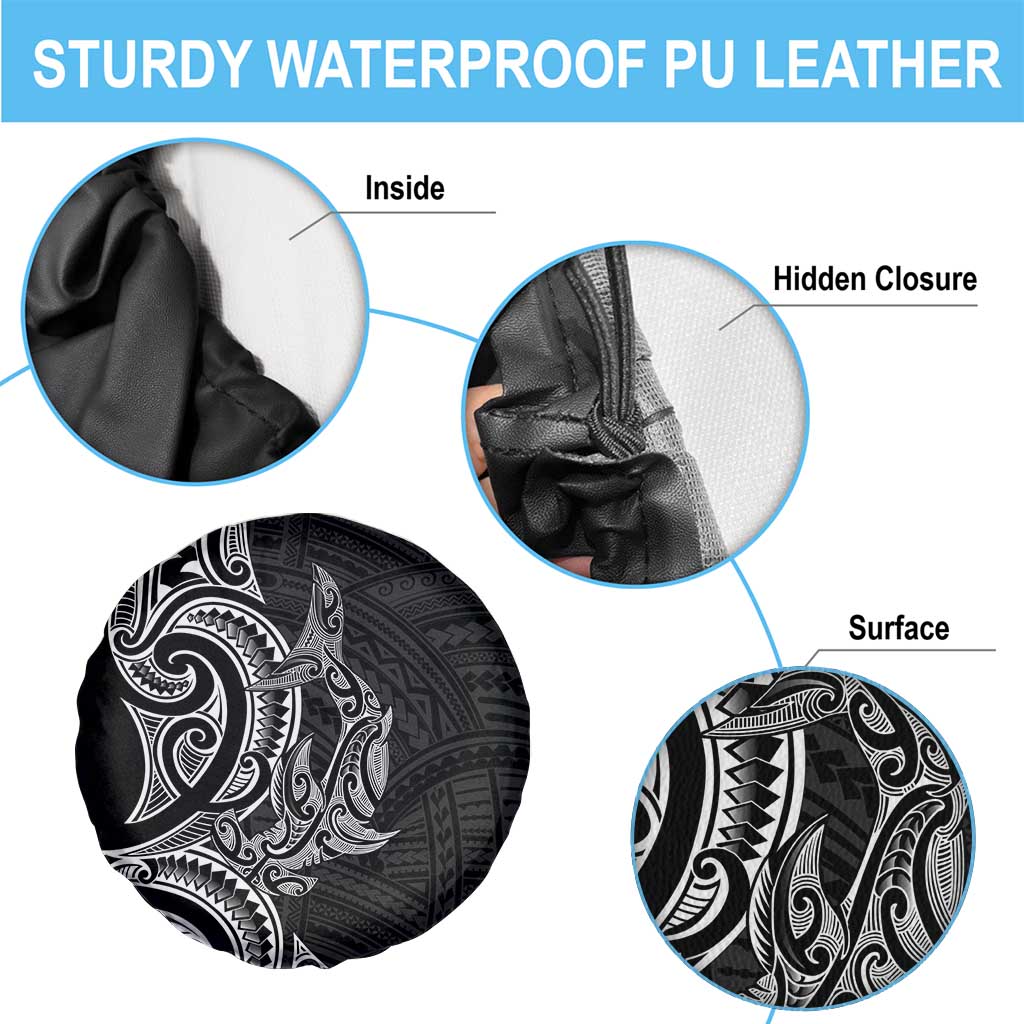 New Zealand Hammerhead Shark Spare Tire Cover Maori Haehae Mangopare Black - Polynesian Pride
