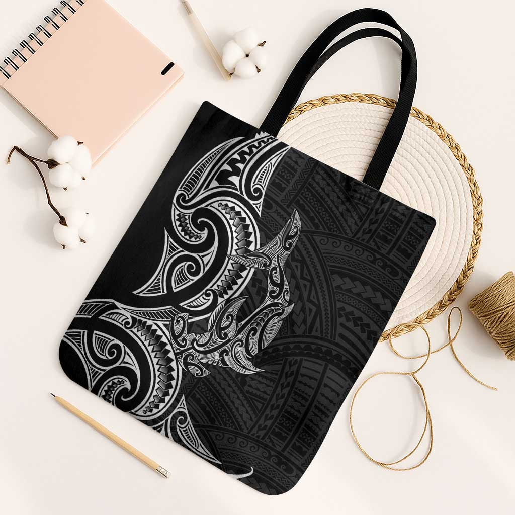 New Zealand Hammerhead Shark Tote Bag Maori Haehae Mangopare Black - Polynesian Pride