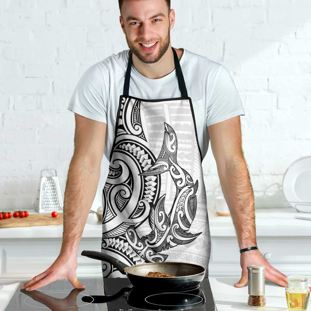 New Zealand Hammerhead Shark Apron Maori Haehae Mangopare White - Polynesian Pride