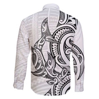 New Zealand Hammerhead Shark Family Matching Mermaid Dress and Hawaiian Shirt Maori Haehae Mangopare White LT14 - Polynesian Pride