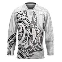 New Zealand Hammerhead Shark Hockey Jersey Maori Haehae Mangopare White - Polynesian Pride