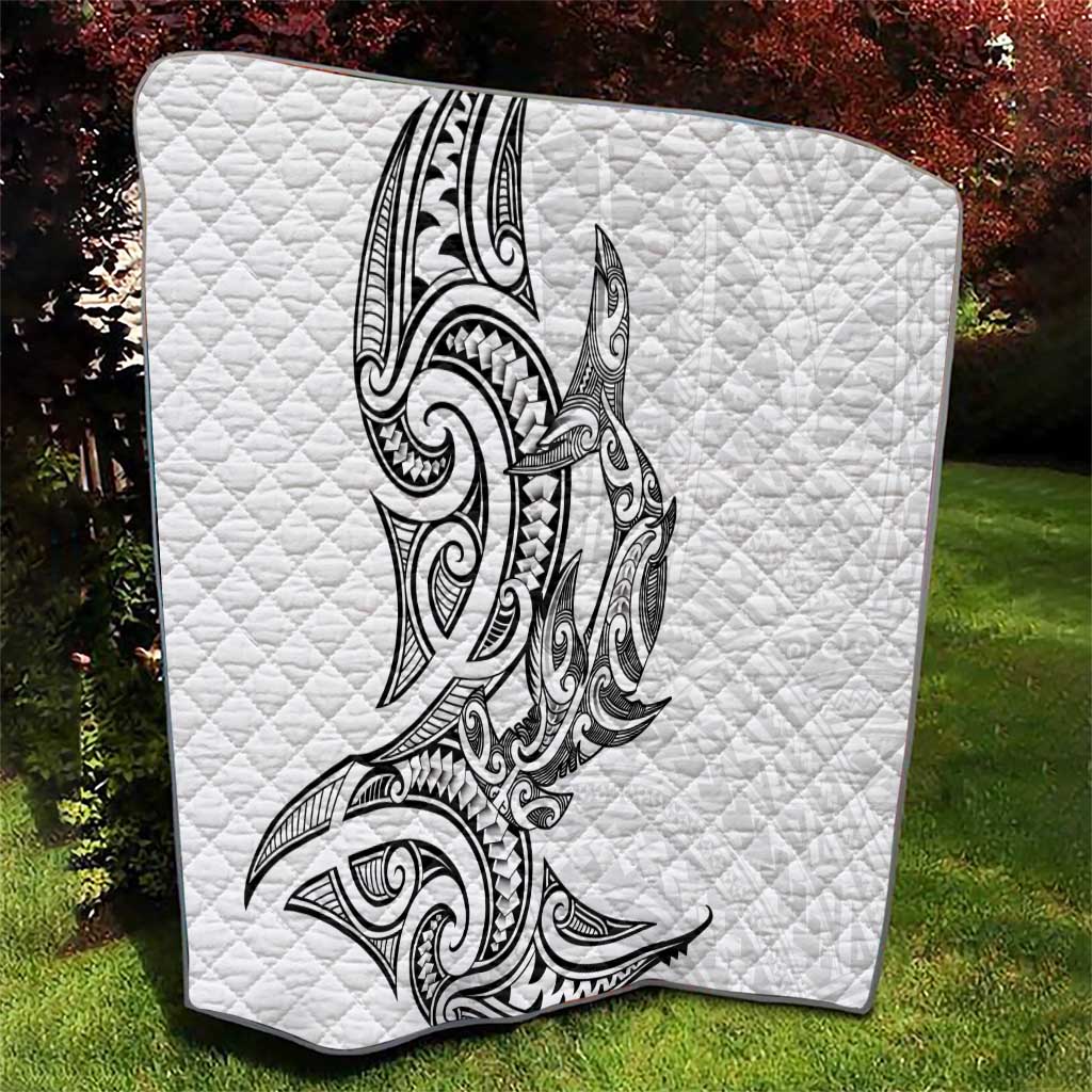 New Zealand Hammerhead Shark Quilt Maori Haehae Mangopare White LT14 - Polynesian Pride