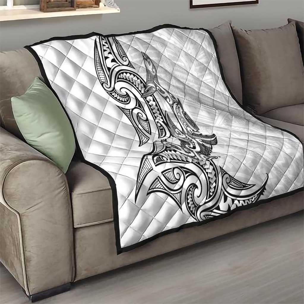 New Zealand Hammerhead Shark Quilt Maori Haehae Mangopare White LT14 - Polynesian Pride