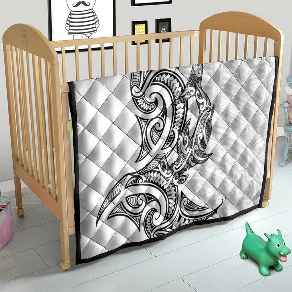 New Zealand Hammerhead Shark Quilt Maori Haehae Mangopare White LT14 - Polynesian Pride