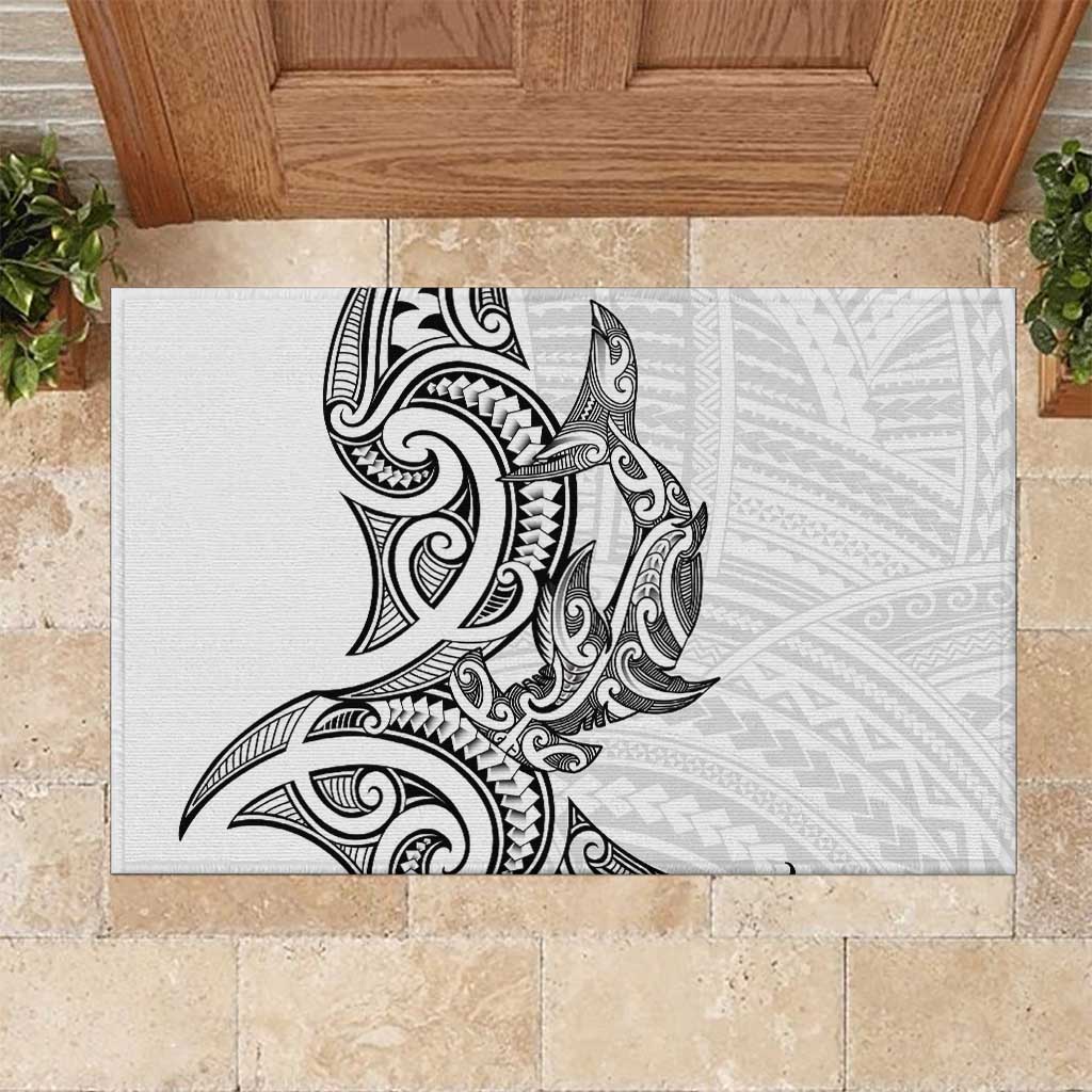 New Zealand Hammerhead Shark Rubber Doormat Maori Haehae Mangopare White - Polynesian Pride