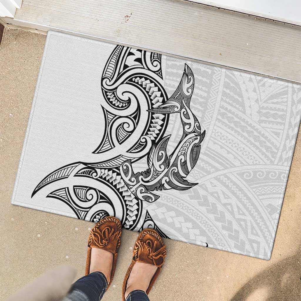 New Zealand Hammerhead Shark Rubber Doormat Maori Haehae Mangopare White - Polynesian Pride