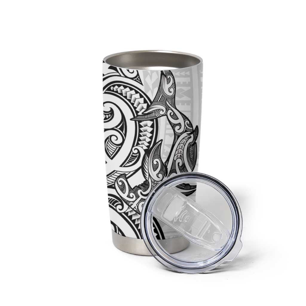 New Zealand Hammerhead Shark Tumbler Cup Maori Haehae Mangopare White - Polynesian Pride
