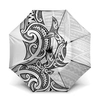 New Zealand Hammerhead Shark Umbrella Maori Haehae Mangopare White LT14 One Size Folded 11.42 inch Opened Diameter 37.4 inch White - Polynesian Pride