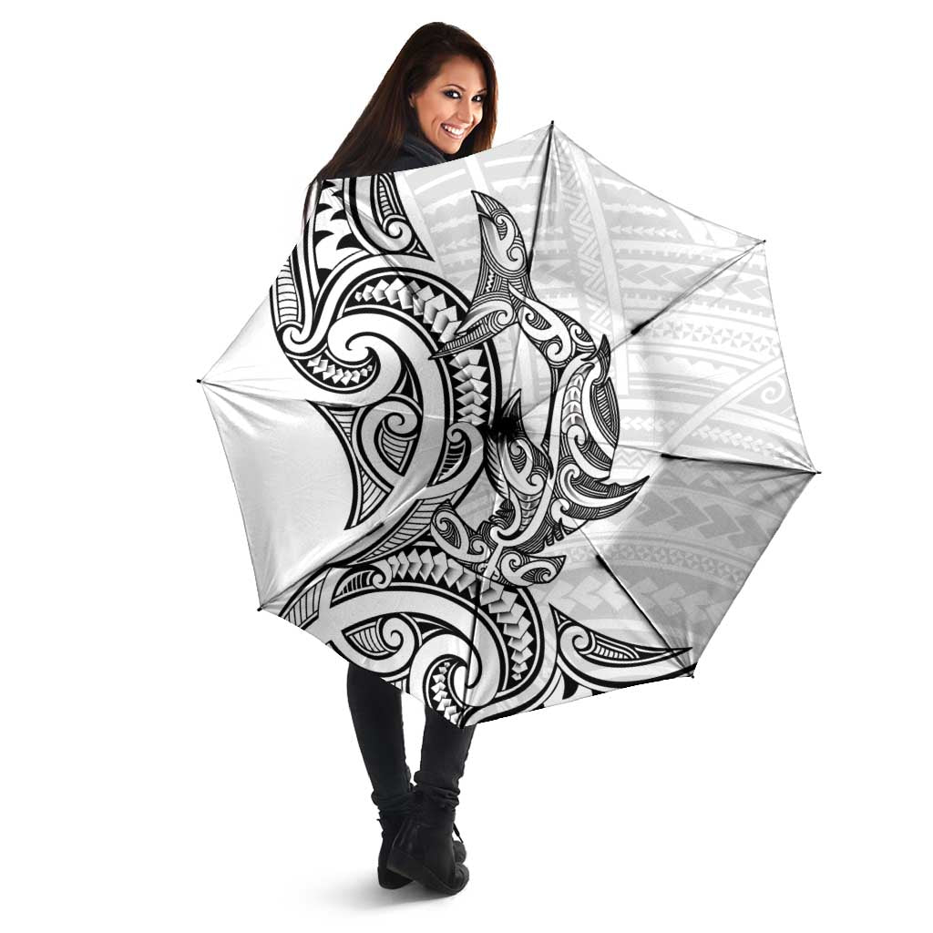 New Zealand Hammerhead Shark Umbrella Maori Haehae Mangopare White LT14 - Polynesian Pride
