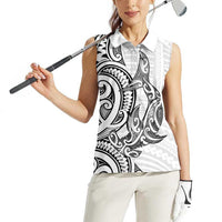 New Zealand Hammerhead Shark Women Sleeveless Polo Shirt Maori Haehae Mangopare White LT14 - Polynesian Pride