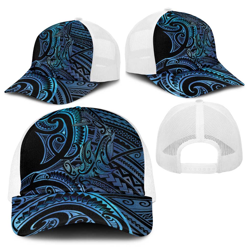 New Zealand Hammerhead Shark Baseball Net Cap Maori Haehae Mangopare Galaxy - Polynesian Pride