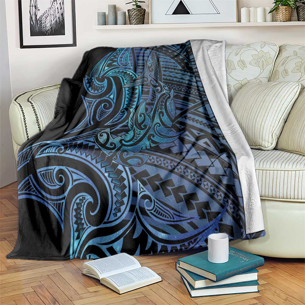 New Zealand Hammerhead Shark Blanket Maori Haehae Mangopare Galaxy LT14 Blue - Polynesian Pride