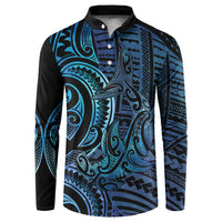 New Zealand Hammerhead Shark Button Sweatshirt Maori Haehae Mangopare Galaxy - Polynesian Pride