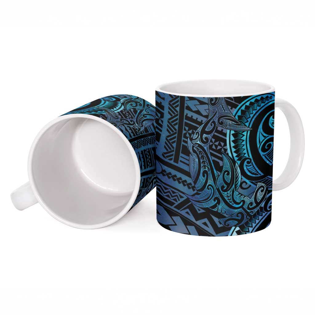 New Zealand Hammerhead Shark Ceramic Mug Maori Haehae Mangopare Galaxy - Polynesian Pride