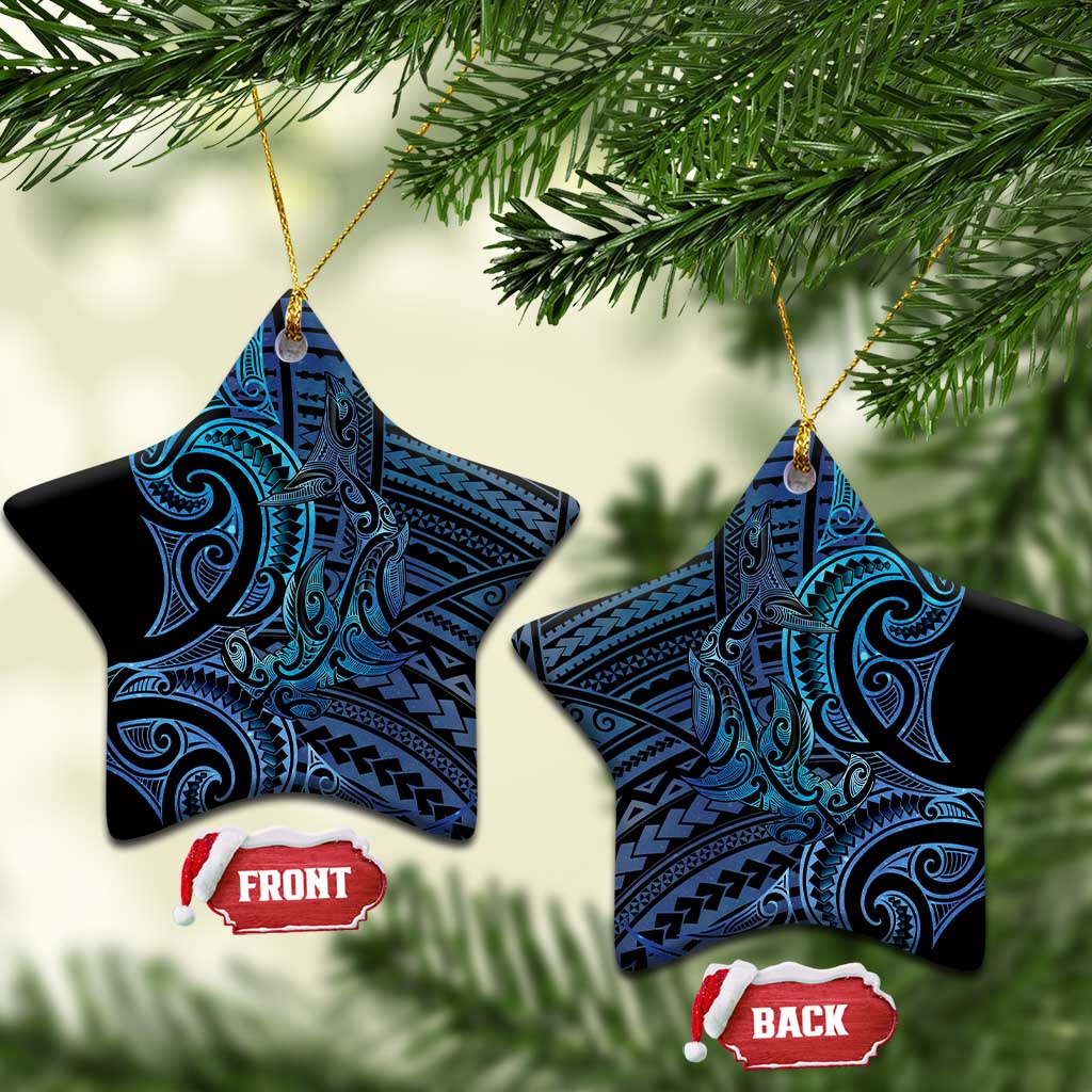 New Zealand Hammerhead Shark Ceramic Ornament Maori Haehae Mangopare Galaxy - Polynesian Pride