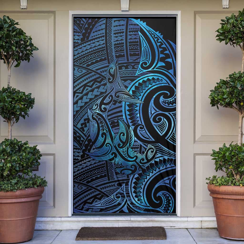 New Zealand Hammerhead Shark Door Cover Maori Haehae Mangopare Galaxy - Polynesian Pride