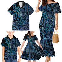 New Zealand Hammerhead Shark Family Matching Mermaid Dress and Hawaiian Shirt Maori Haehae Mangopare Galaxy LT14 - Polynesian Pride
