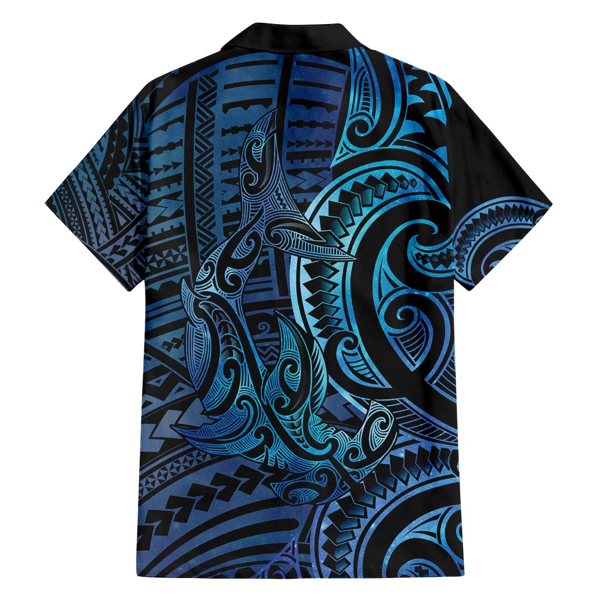 New Zealand Hammerhead Shark Family Matching Off The Shoulder Long Sleeve Dress and Hawaiian Shirt Maori Haehae Mangopare Galaxy LT14 - Polynesian Pride