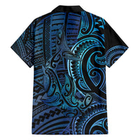 New Zealand Hammerhead Shark Family Matching Off The Shoulder Long Sleeve Dress and Hawaiian Shirt Maori Haehae Mangopare Galaxy LT14 - Polynesian Pride