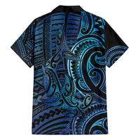 New Zealand Hammerhead Shark Family Matching Off Shoulder Short Dress and Hawaiian Shirt Maori Haehae Mangopare Galaxy LT14 - Polynesian Pride