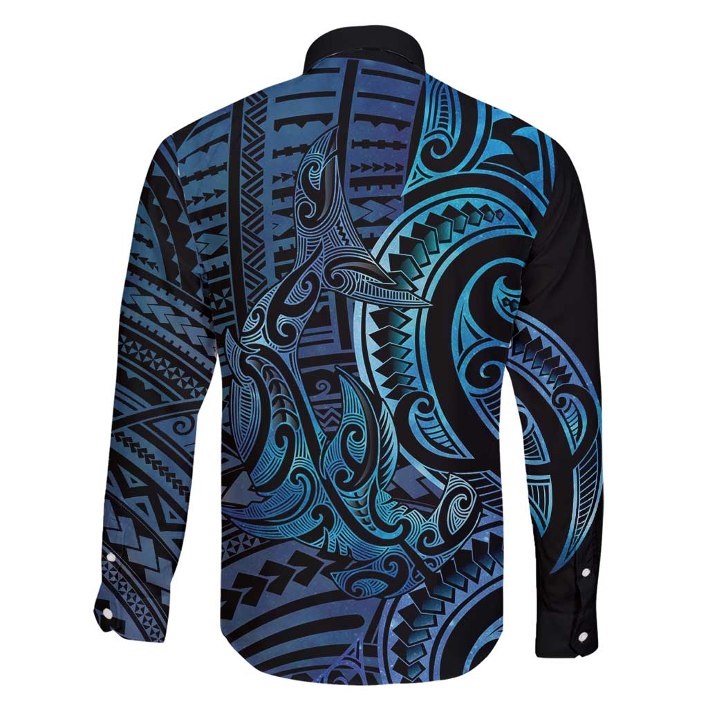 New Zealand Hammerhead Shark Family Matching Off Shoulder Short Dress and Hawaiian Shirt Maori Haehae Mangopare Galaxy LT14 - Polynesian Pride