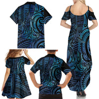 New Zealand Hammerhead Shark Family Matching Summer Maxi Dress and Hawaiian Shirt Maori Haehae Mangopare Galaxy LT14 - Polynesian Pride